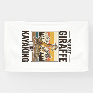Giraffe-Kajakfahren Vintage Lustiges T-Shirt Desig Banner
