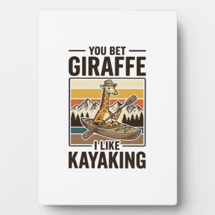 Giraffe-Kajakfahren-Vintage-lustiges-T-Shirt-Desig Fotoplatte