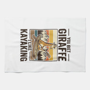 Giraffe-Kajakfahren Vintage Lustiges T-Shirt-Desig Geschirrtuch