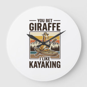 Giraffe-Kajakfahren Vintage Lustiges T-Shirt Desig Große Wanduhr