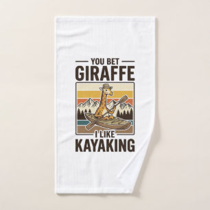 Giraffe-Kajakfahren Vintage Lustiges T-Shirt Desig Handtuch