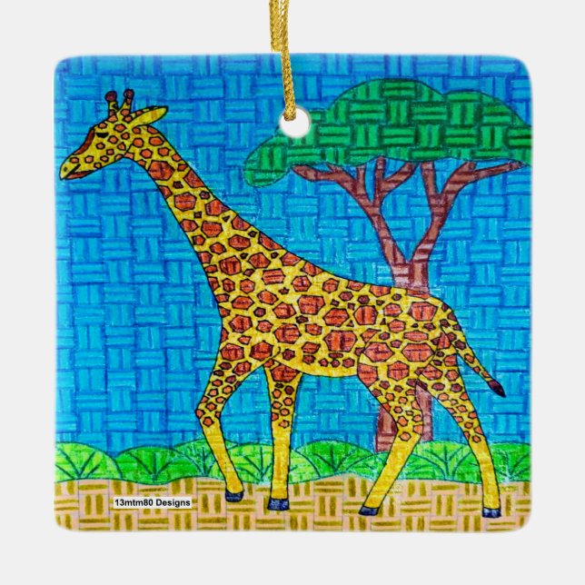 Giraffe - Keramik Keramikornament (Vorderseite)