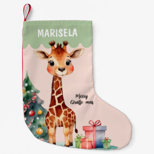 Giraffe Kinder Kinder Süße Rosa Benutzerdefinierte Kleiner Weihnachtsstrumpf