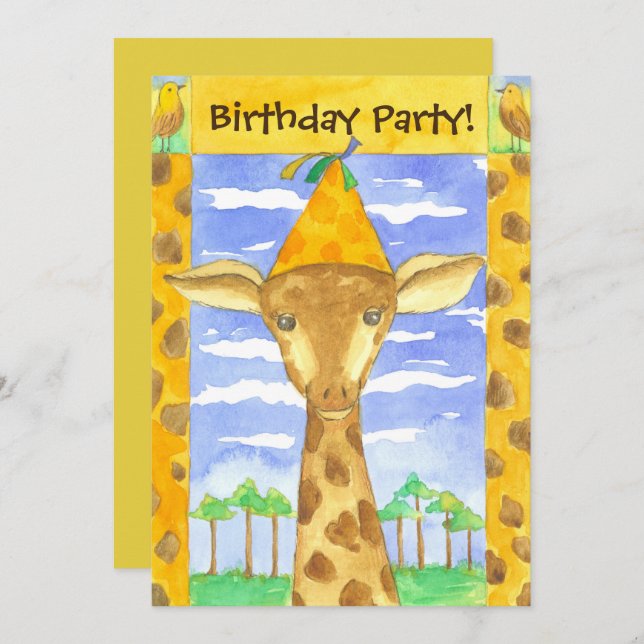 Giraffe Kindergeburtstag Party Einladung (Vorne/Hinten)