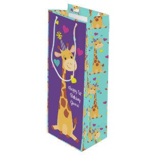 Giraffe Kindergeburtstag Party Niedlich Geschenktüte Für Weinflaschen