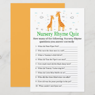 Giraffe Kinderzimmer Rhyme Quiz Babydusche