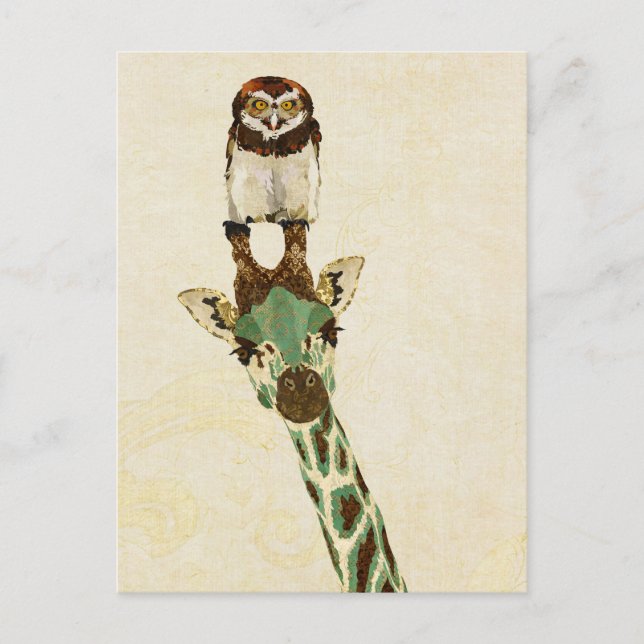 GIRAFFE & KLEINE OWL Postkarte (Vorderseite)