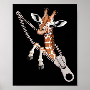 Giraffe kommt aus einem Reißverschluss lustiger Ko Poster