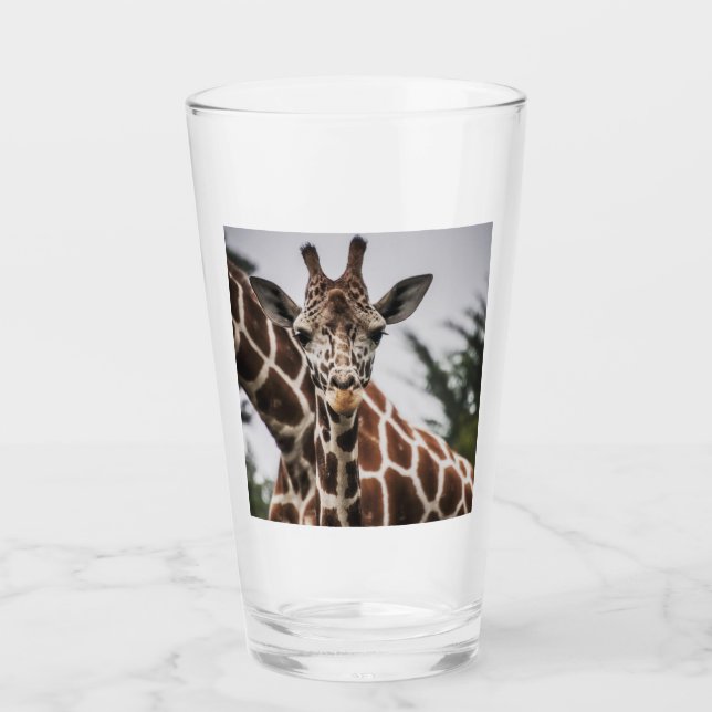 Giraffe, Kopf Giraffe, Pelzabdruck Afrikanisches T Glas (Vorderseite)