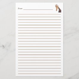 Giraffe Kopfmalerei Lined Stationery Briefpapier
