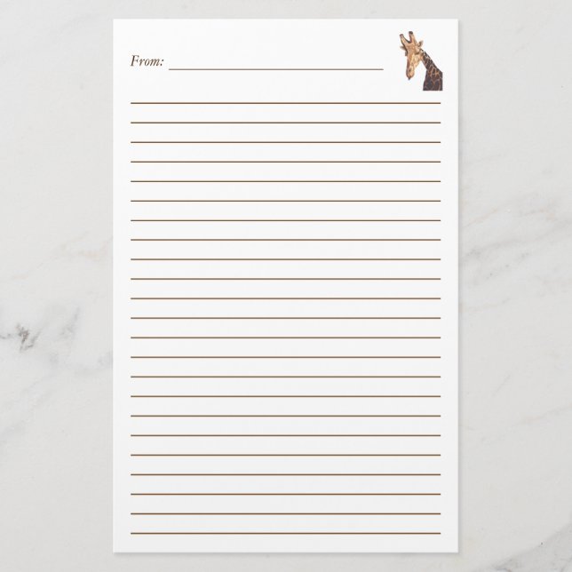 Giraffe Kopfmalerei Lined Stationery Briefpapier (Vorderseite)