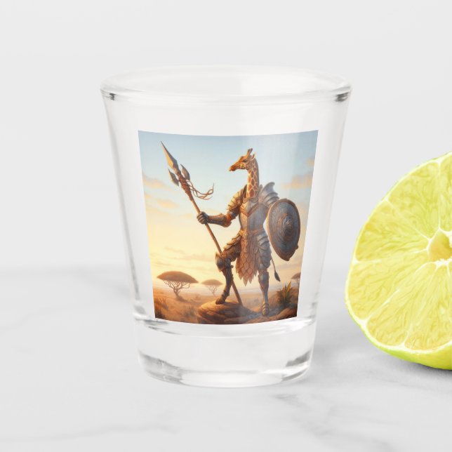 Giraffe-Krieger Schnapsglas (Vorderseite)