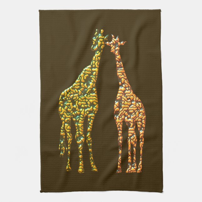 Giraffe Küchenhandtuchmalerei - Custom Colors Geschirrtuch (Vertikal)