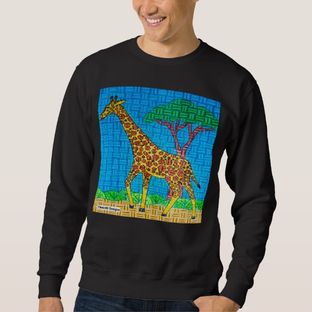 Giraffe (lebhaft) - Männerpullover Sweatshirt (Vorderseite)