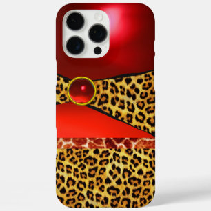 GIRAFFE LEOPARD HAUT ROTE RUBY GEMSTONE iPhone 16 PRO MAX HÜLLE