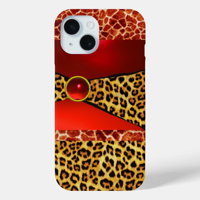 GIRAFFE LEOPARD HAUT ROTE RUBY GEMSTONE Case-Mate iPhone HÜLLE (Rückseite)