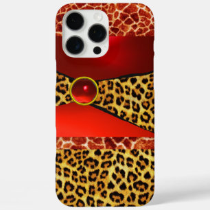 GIRAFFE LEOPARD HAUT ROTE RUBY GEMSTONE iPhone 16 PRO MAX HÜLLE