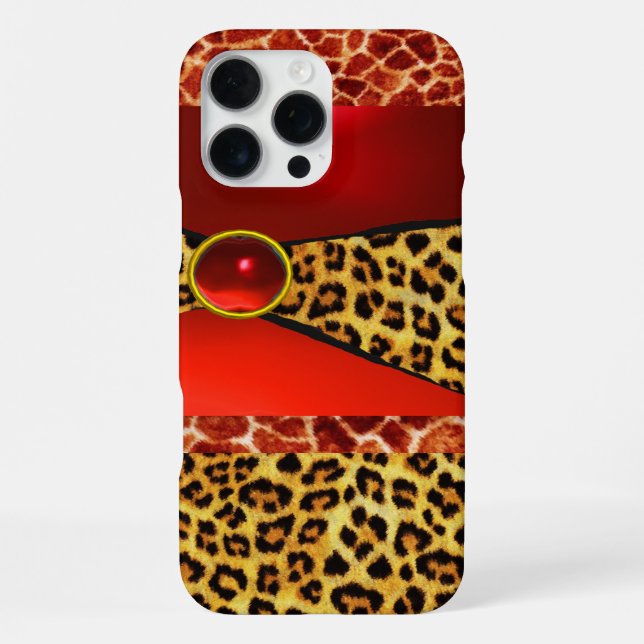 GIRAFFE LEOPARD HAUT ROTE RUBY GEMSTONE iPhone HÜLLE (Rückseite)