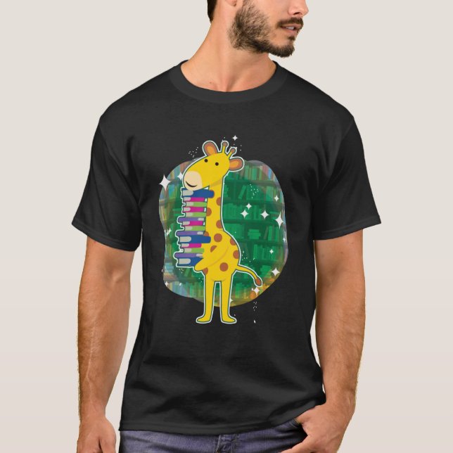 Giraffe Lesen Leser Buchbücher Literatur T-Shirt (Vorderseite)