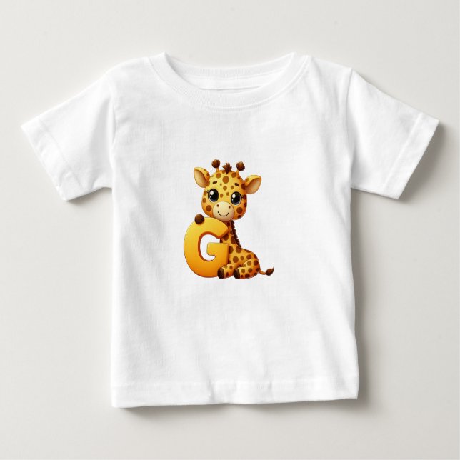 Giraffe Letter G Baby T - Shirt (Vorderseite)
