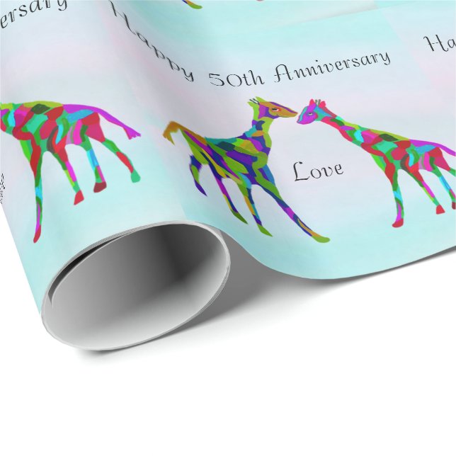 Giraffe Liebe 50 Jahre Geschenkpapier (Rolleneckpunkt)
