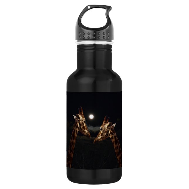 Giraffe Liebe im Mondschein, Trinkflasche (Vorderseite)