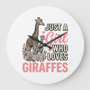 Giraffe Liebhaber Mädchen Vintage Sticherei Shirt  Große Wanduhr