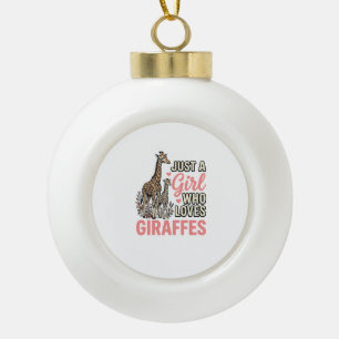 Giraffe Liebhaber Mädchen Vintage Sticherei Shirt  Keramik Kugel-Ornament