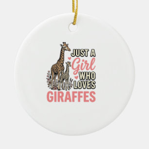 Giraffe Liebhaber Mädchen Vintage Sticherei Shirt Keramik Ornament