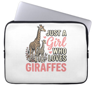 Giraffe Liebhaber Mädchen Vintage Sticherei Shirt Laptopschutzhülle