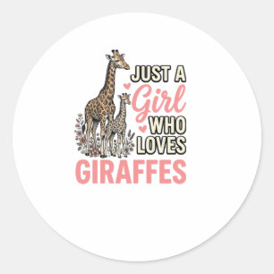 Giraffe Liebhaber Mädchen Vintage Sticherei Shirt  Runder Aufkleber