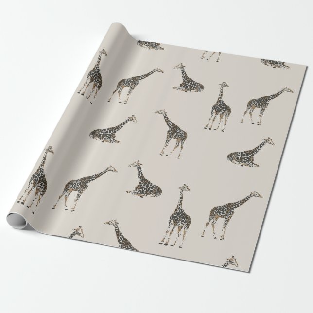 Giraffe Light Mokka Geschenkpapier (Ungerollt)