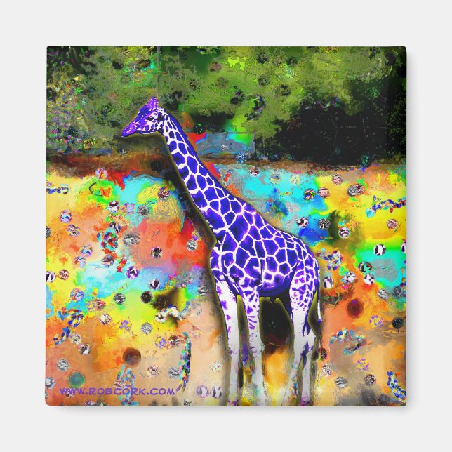 Giraffe Lila Psychedelic Magnet (Vorne)
