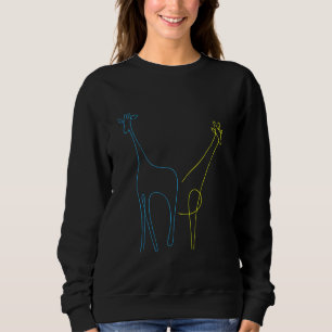 Giraffe-Linienkunst Minimalistisches Tier Blau Und Sweatshirt