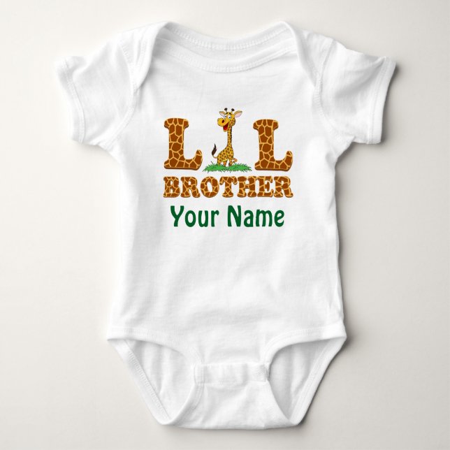 Giraffe Little Bother Personalisiert mit Ihrem Nam Baby Strampler (Vorderseite)
