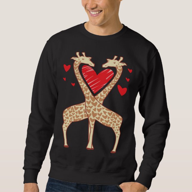 Giraffe Love with Red Hearts Sweatshirt (Vorderseite)