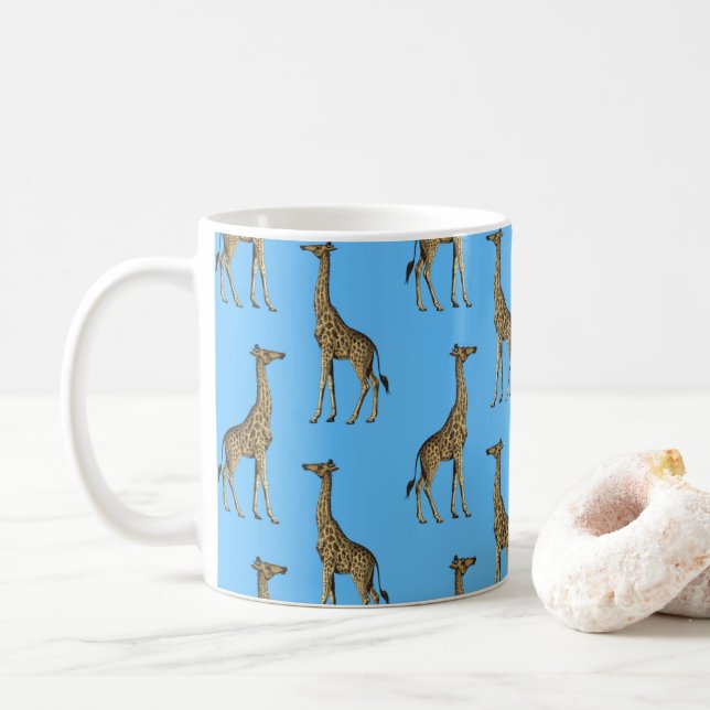 Giraffe Lover Blue Wild Animals Zoo African Safari Kaffeetasse (Mit Donut)