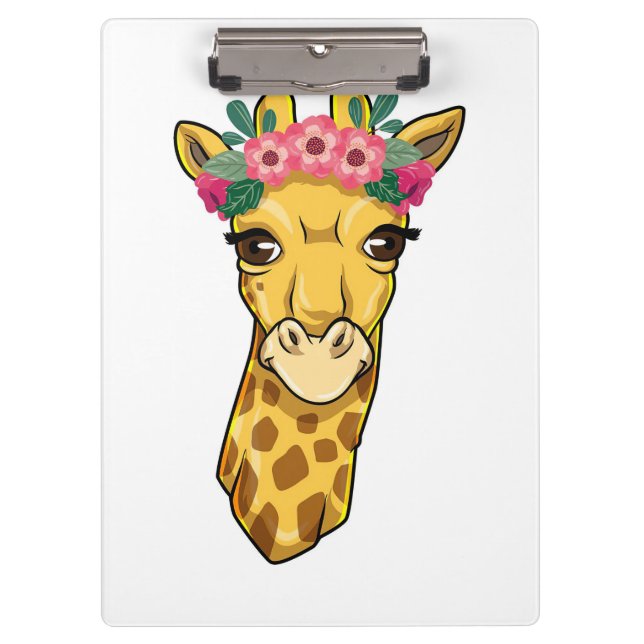 Giraffe Lover Giraffe Blume Wreath Klemmbrett (Vorderseite)