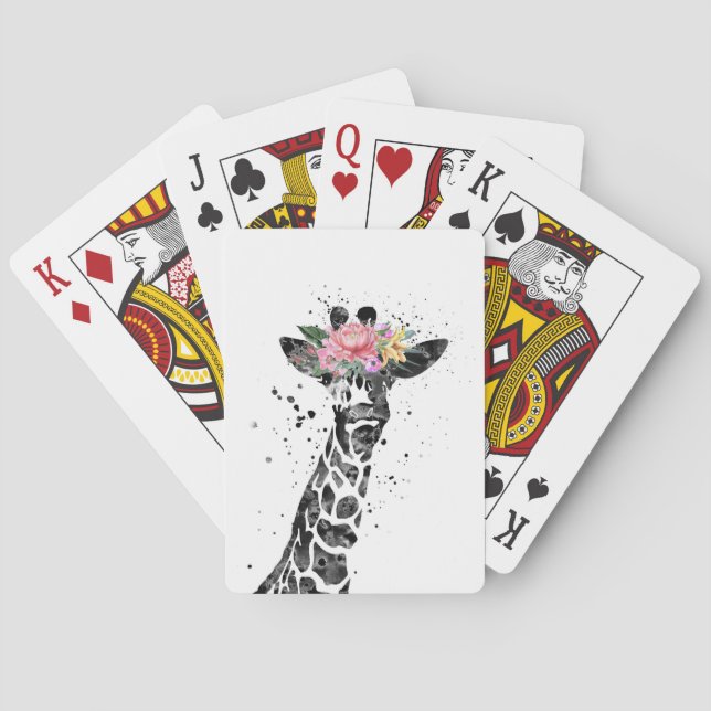 Giraffe Lover Giraffe und Blume Spielkarten (Rückseite)