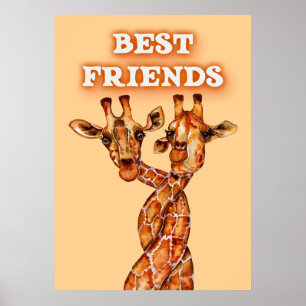 Giraffe Lover Giraffes Africa Best Friends Poster