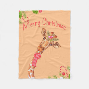 Giraffe Lover Giraffes Africa Merry Christmas Fleecedecke