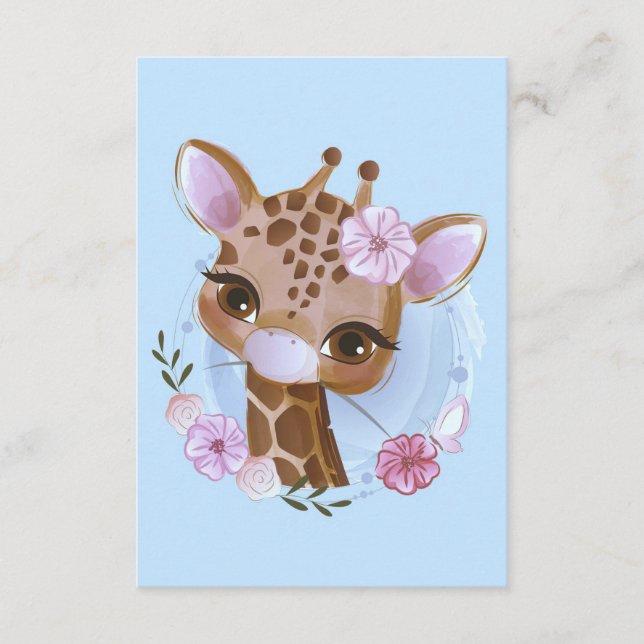 Giraffe Lover Niedliches Baby Giraffe mit Blume Begleitkarte (Vorderseite)