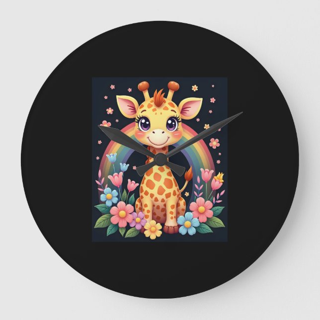 Giraffe Lovers T - Shirt Große Wanduhr (Vorderseite)