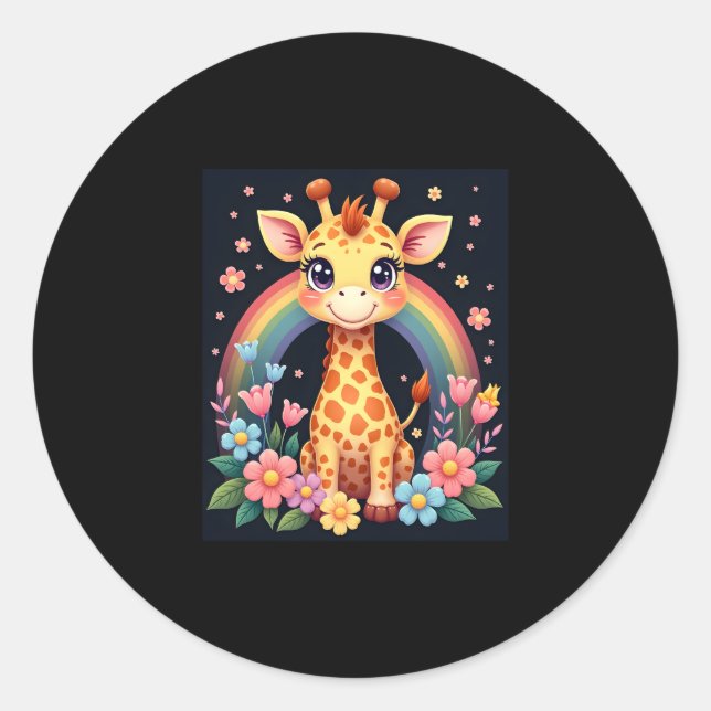 Giraffe Lovers T - Shirt Runder Aufkleber (Vorderseite)