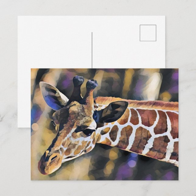 Giraffe Malerei Vintag Postkarte (Vorne/Hinten)