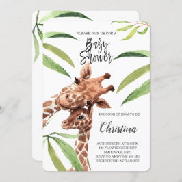 Giraffe Mama & Baby Greenery Eucalyptus Baby Dusch Einladung