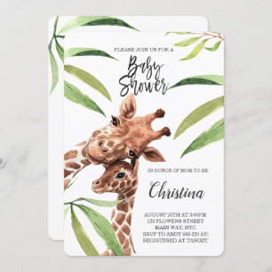 Giraffe Mama & Baby Greenery Eucalyptus Baby Dusch Einladung