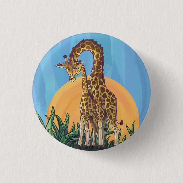 Giraffe Mama und Baby Button (Vorderseite)