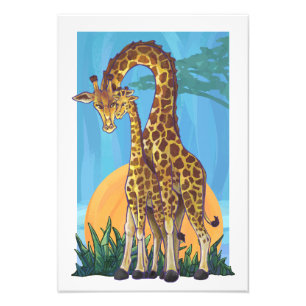 Giraffe Mama und Baby Fotodruck