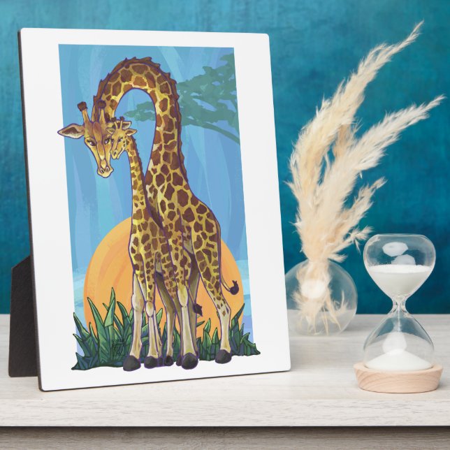 Giraffe Mama und Baby Fotoplatte (Seite)